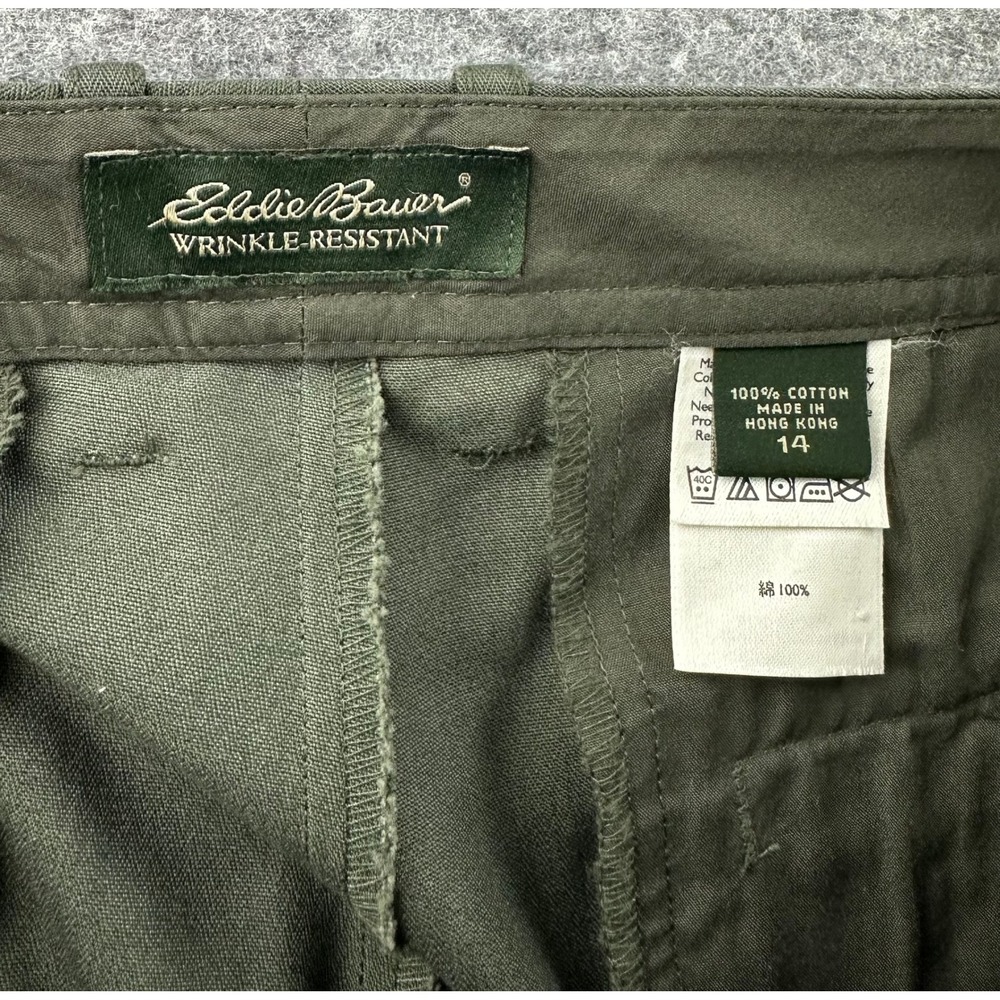 Eddie Bauer Women's Muted Green Flat Front Straight Leg Pants sz 14 (15673) - Picture 4 of 5